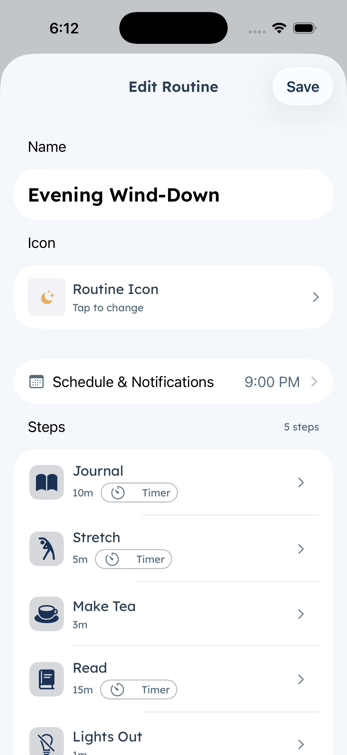 Parent editing a routine