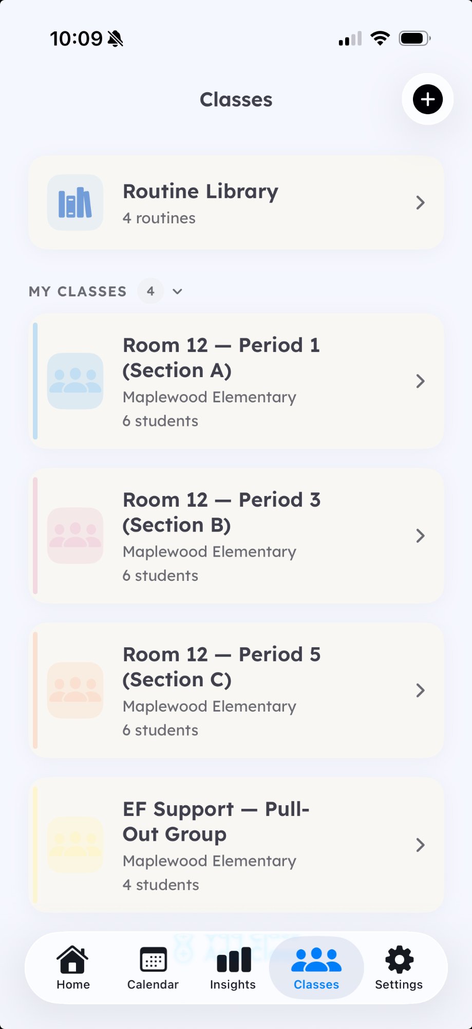 Teacher class management — multiple class periods