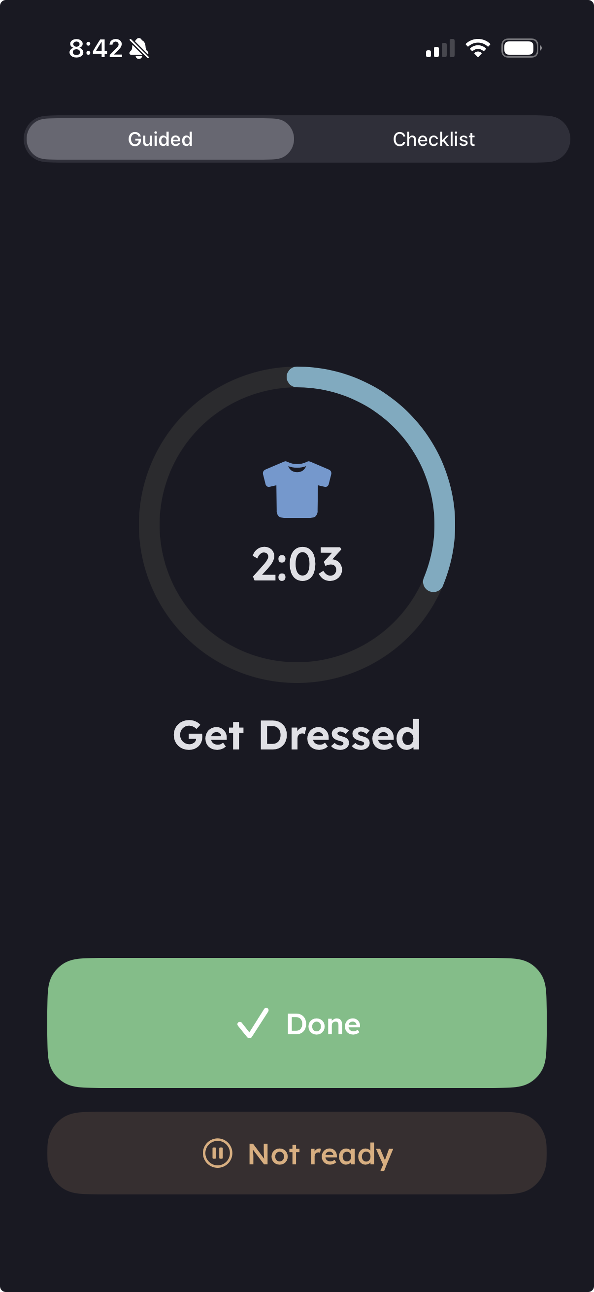 One step at a time with visible timer