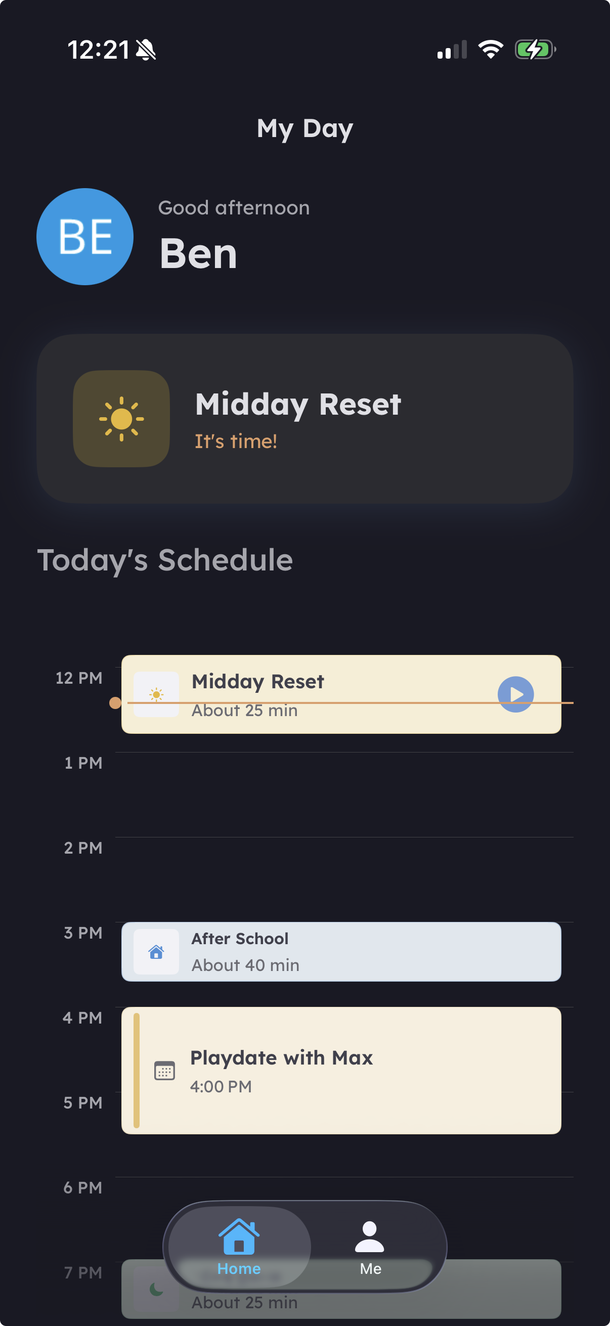 Child's day view in DaySteps